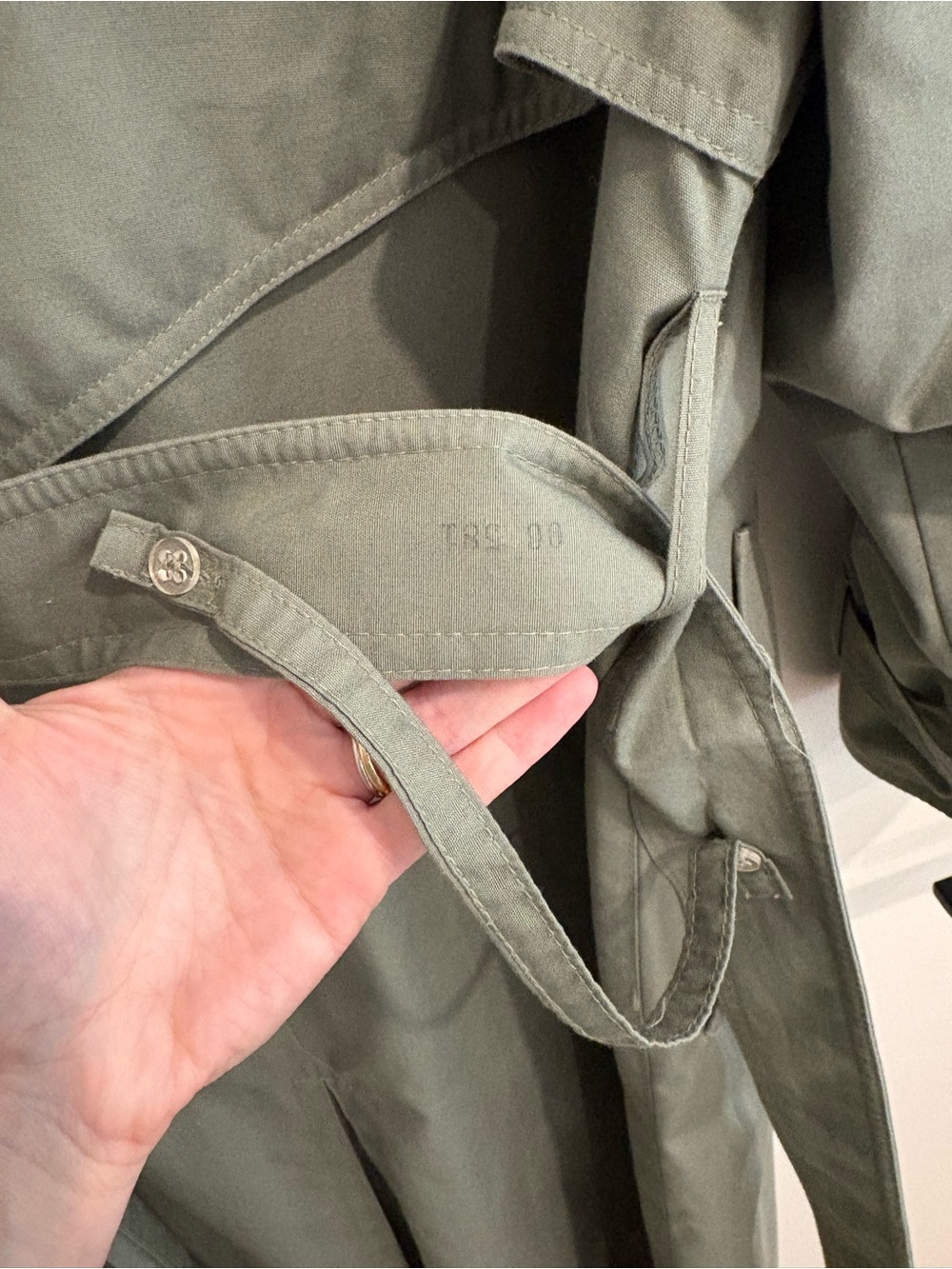 VNTG London Fog Olive Belted Double-Breasted Trench Coat Classic Capsule Minimal - Picture 8 of 14